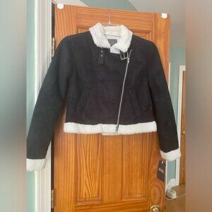 Women's Ultra Flirt Black and White Shearling Jacket - M